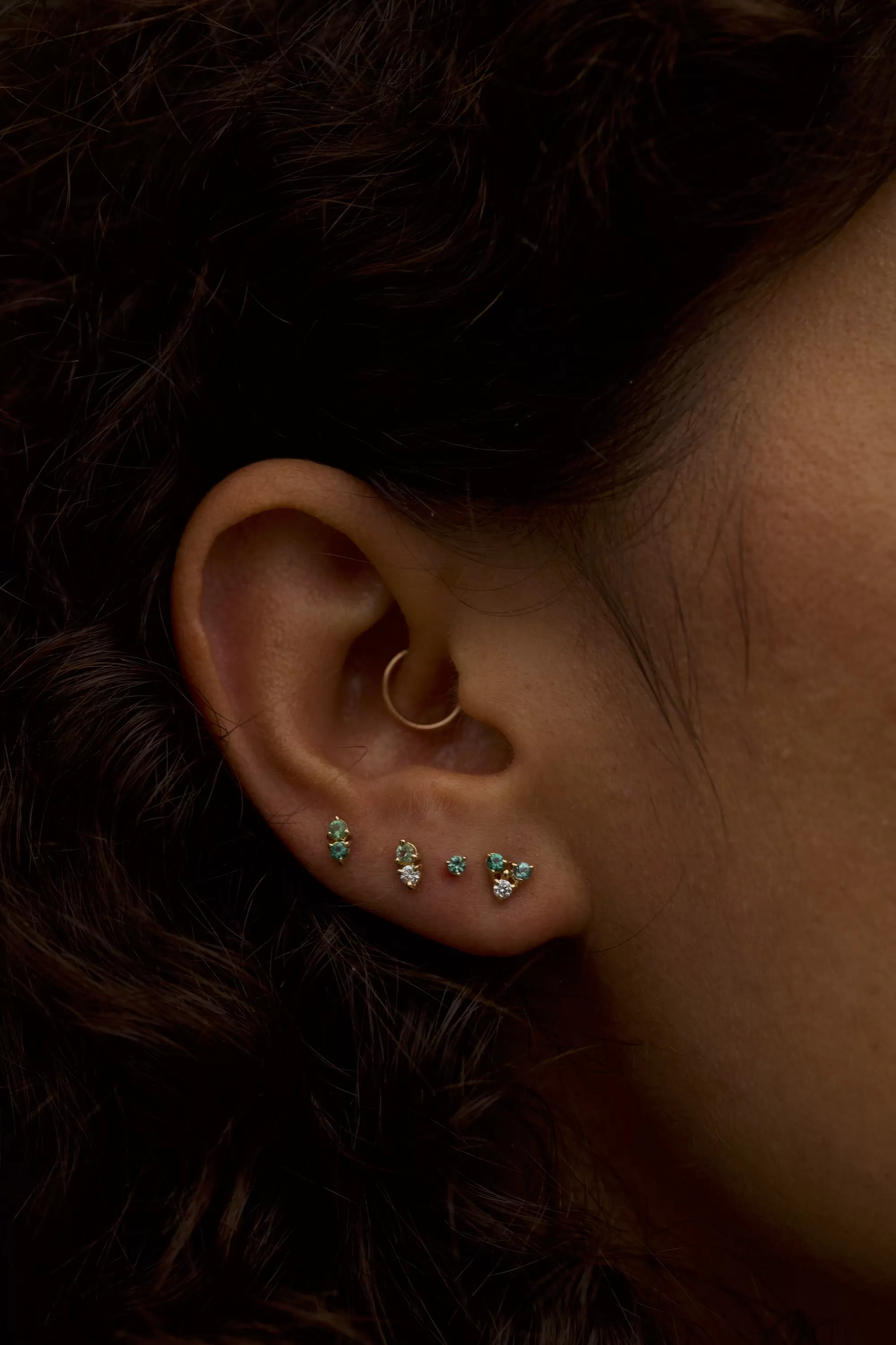 Online Botany Tri-Stone Earring - Single Earrings