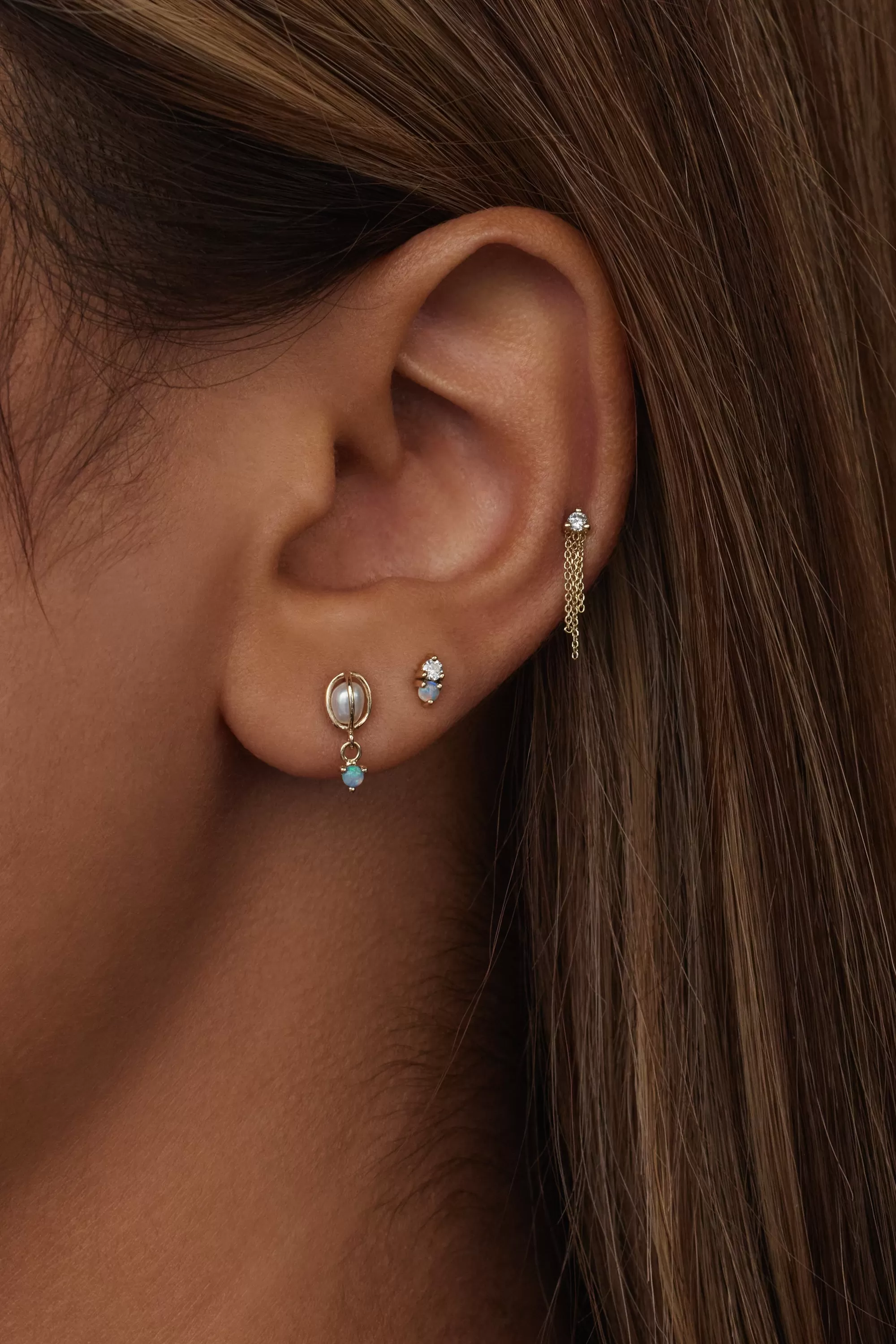 Online Caged Pearl & Opal Drop Earring - Single Earrings
