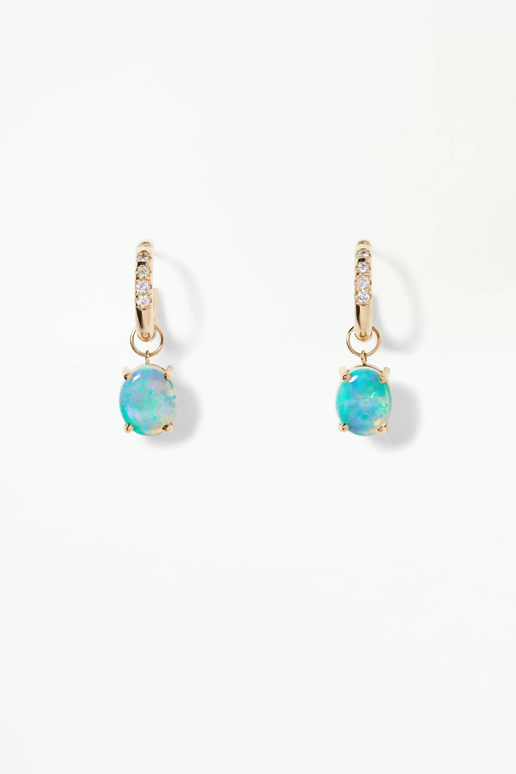 Store Graduated Diamond Hoop With Opal - Single Earrings