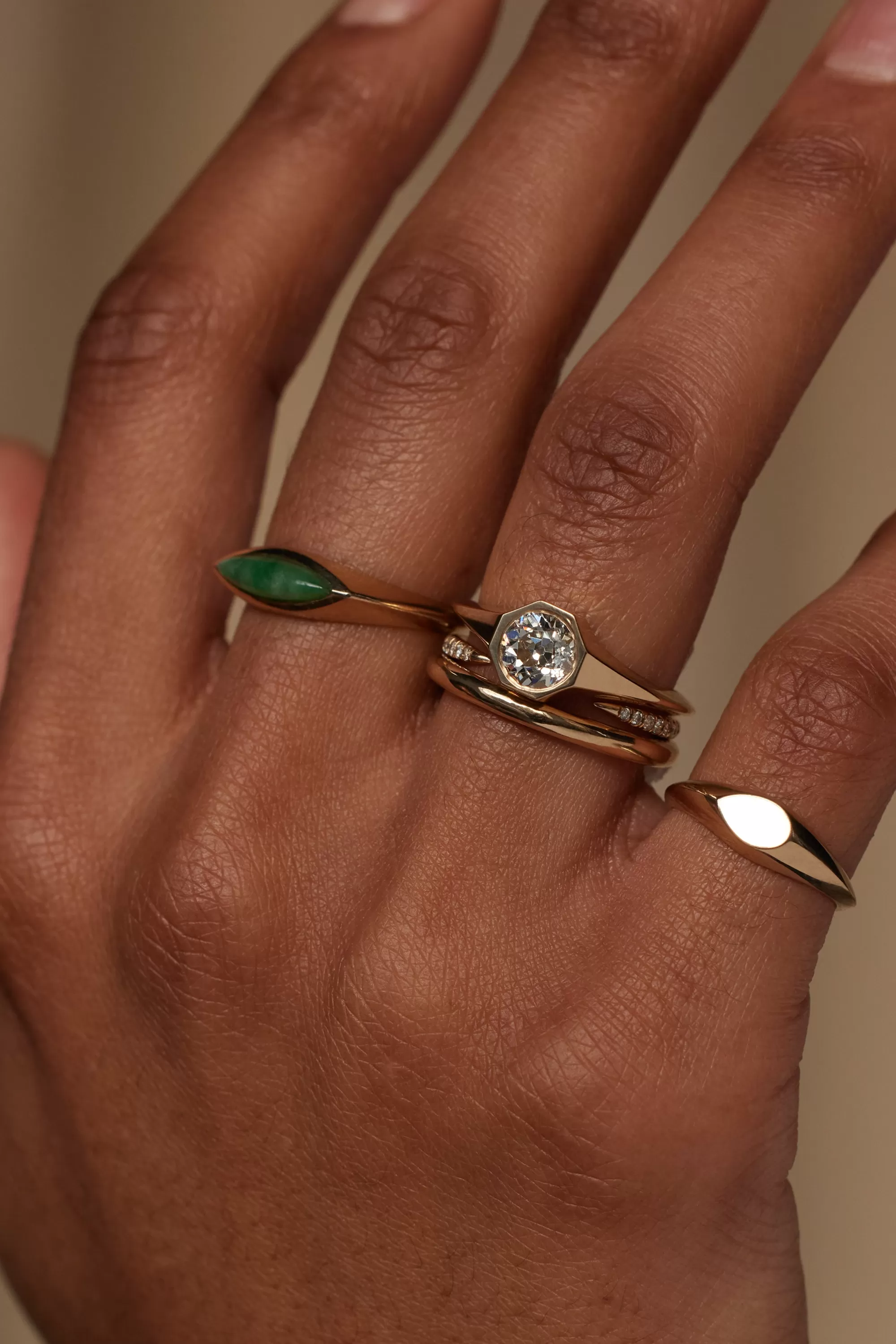 Clearance Large Old Euro Cut Diamond Signet Ring Rings