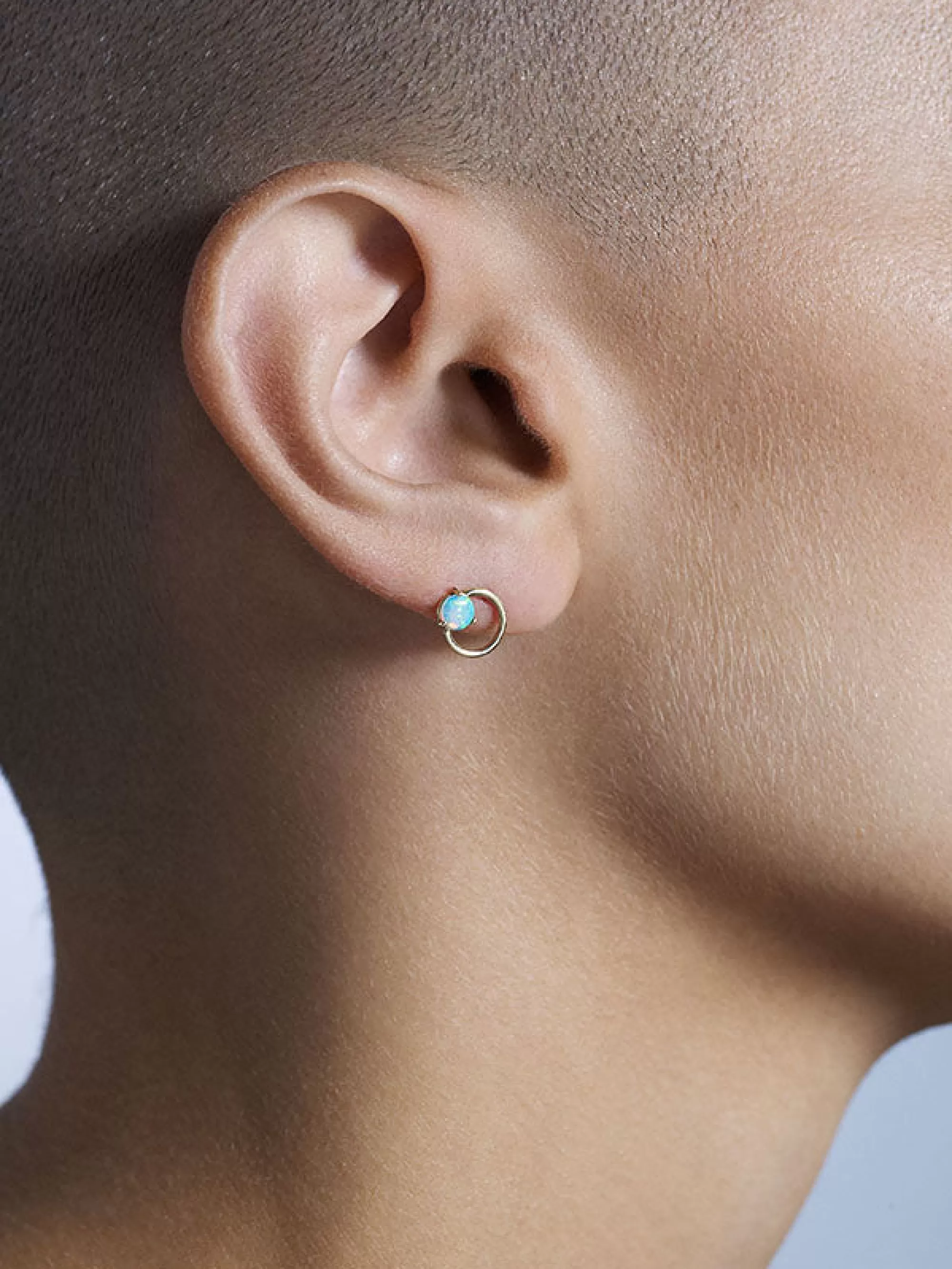 Cheap Large Opal Circle Stud - Single Earrings