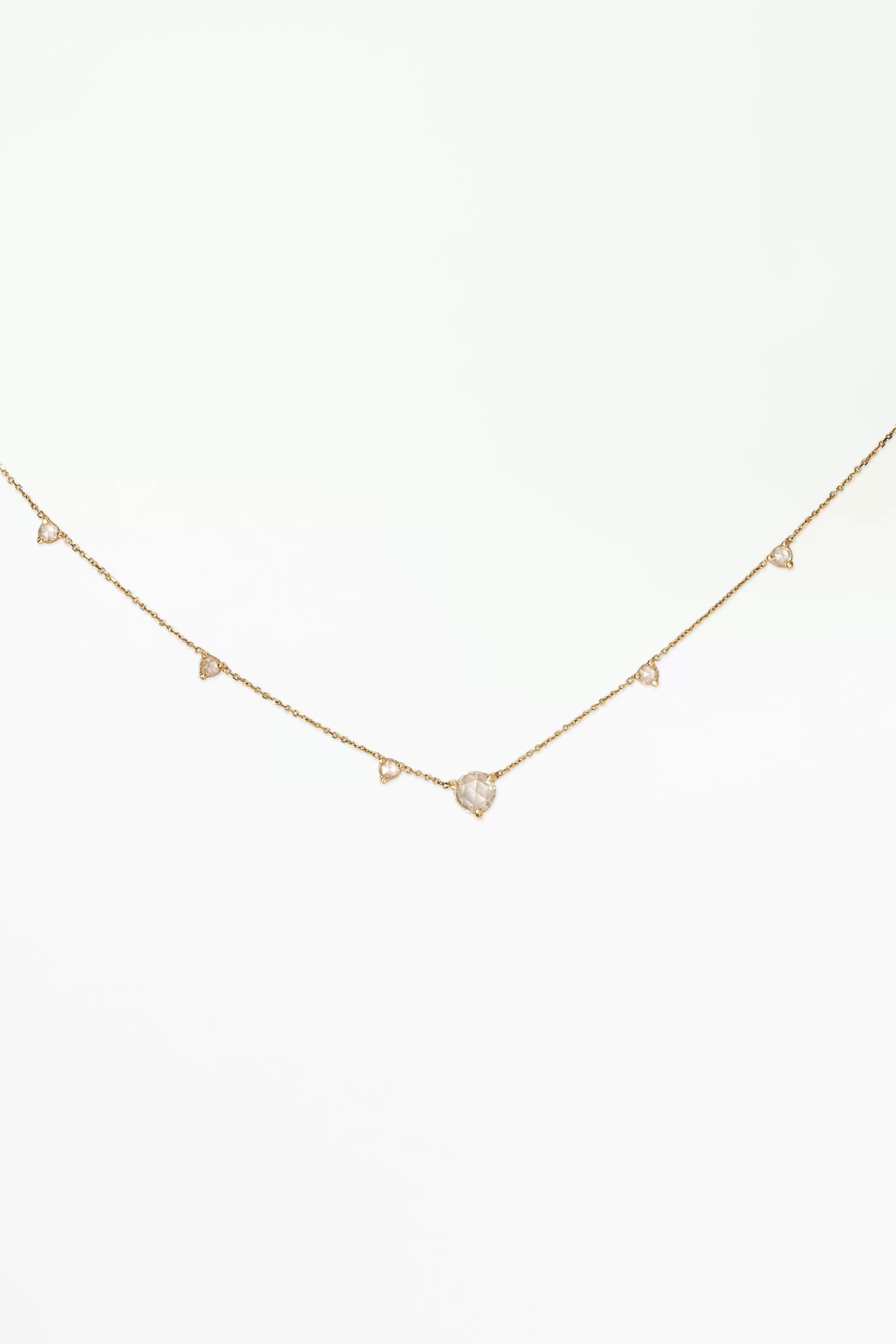 New Linear Chain Rose Cut Diamond Necklace Necklaces