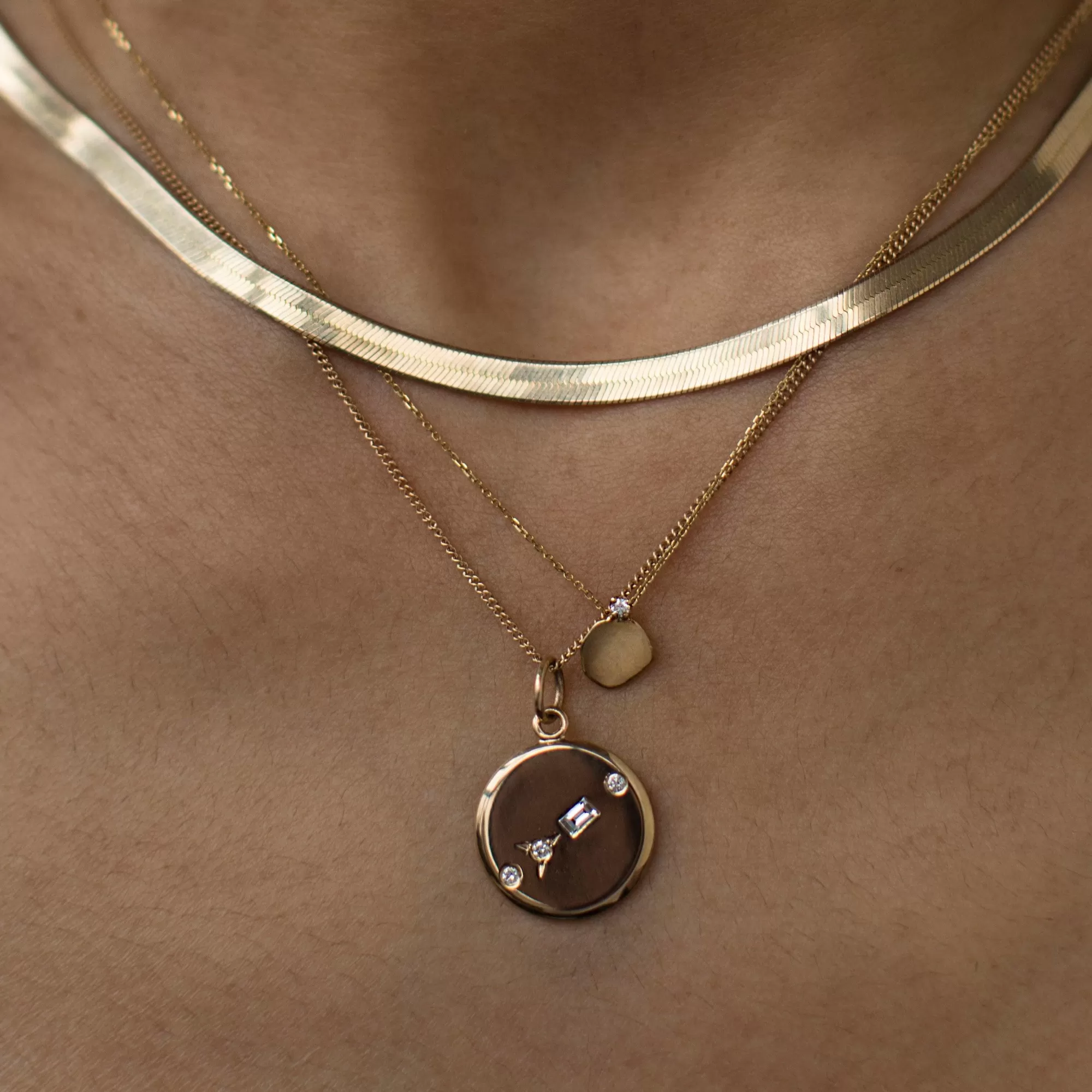 Outlet Medium Disc Necklace With Diamond Necklaces