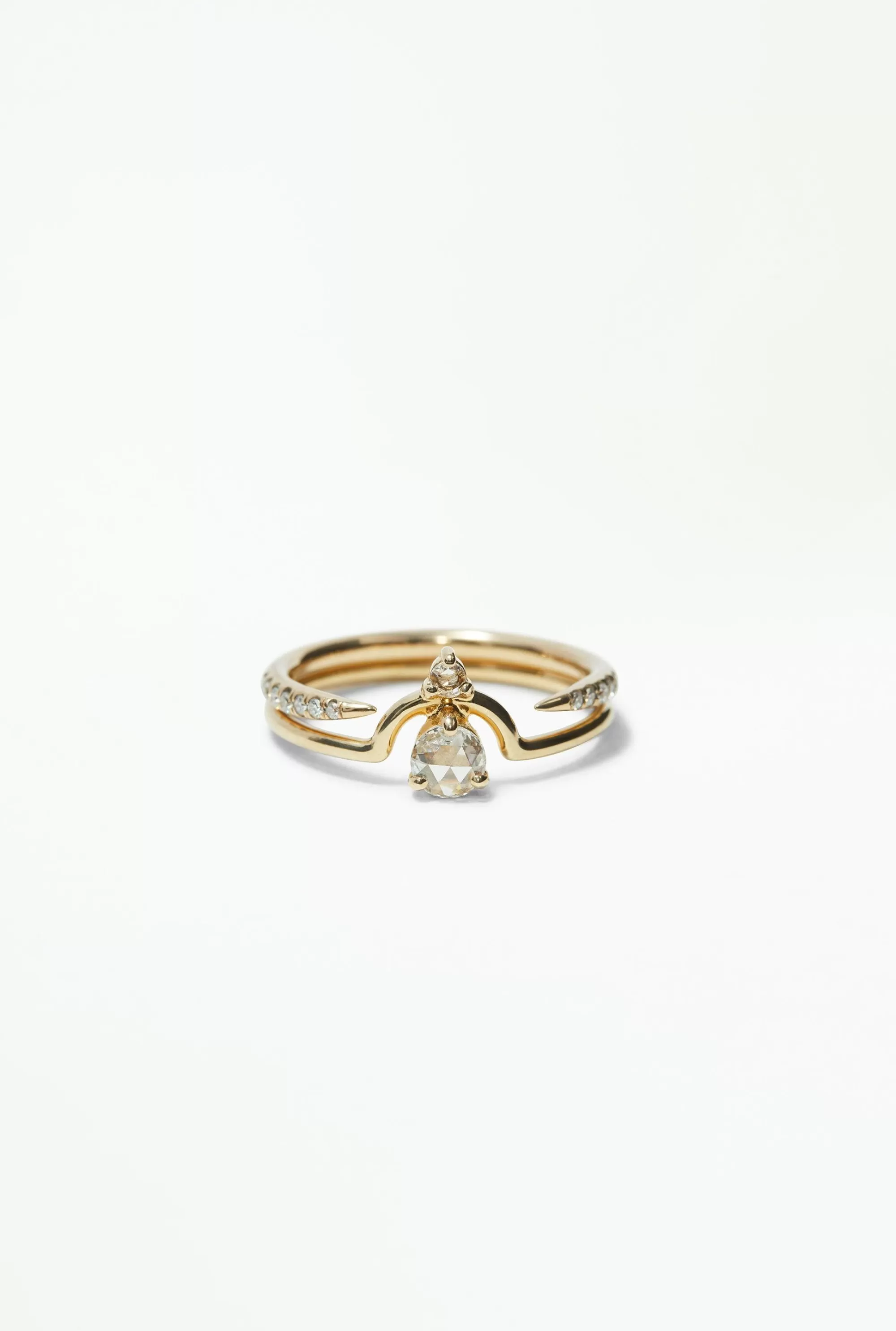 Flash Sale Nestled Rose Cut Diamond & Open Slice Pairing Rings