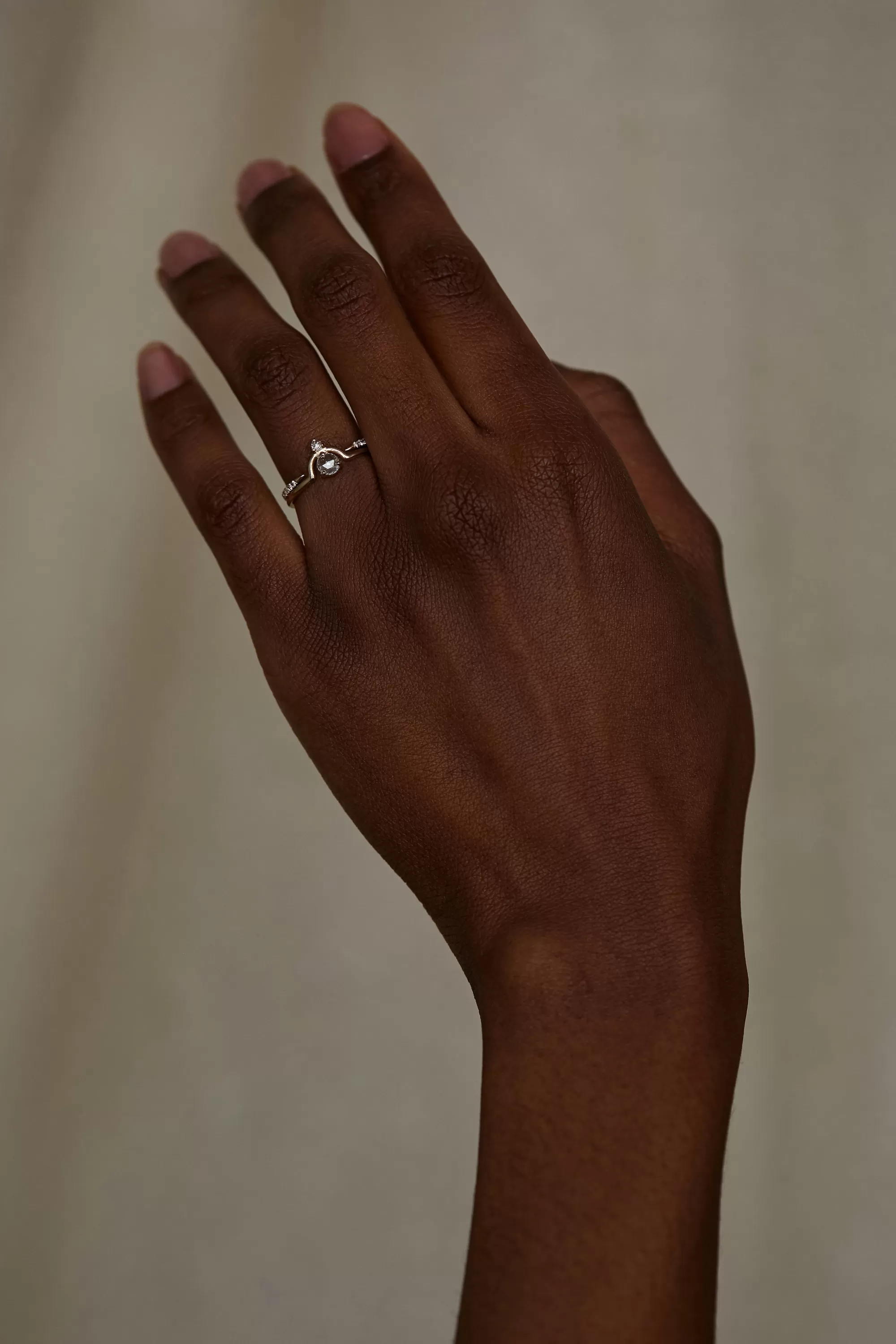 Flash Sale Nestled Rose Cut Diamond & Open Slice Pairing Rings