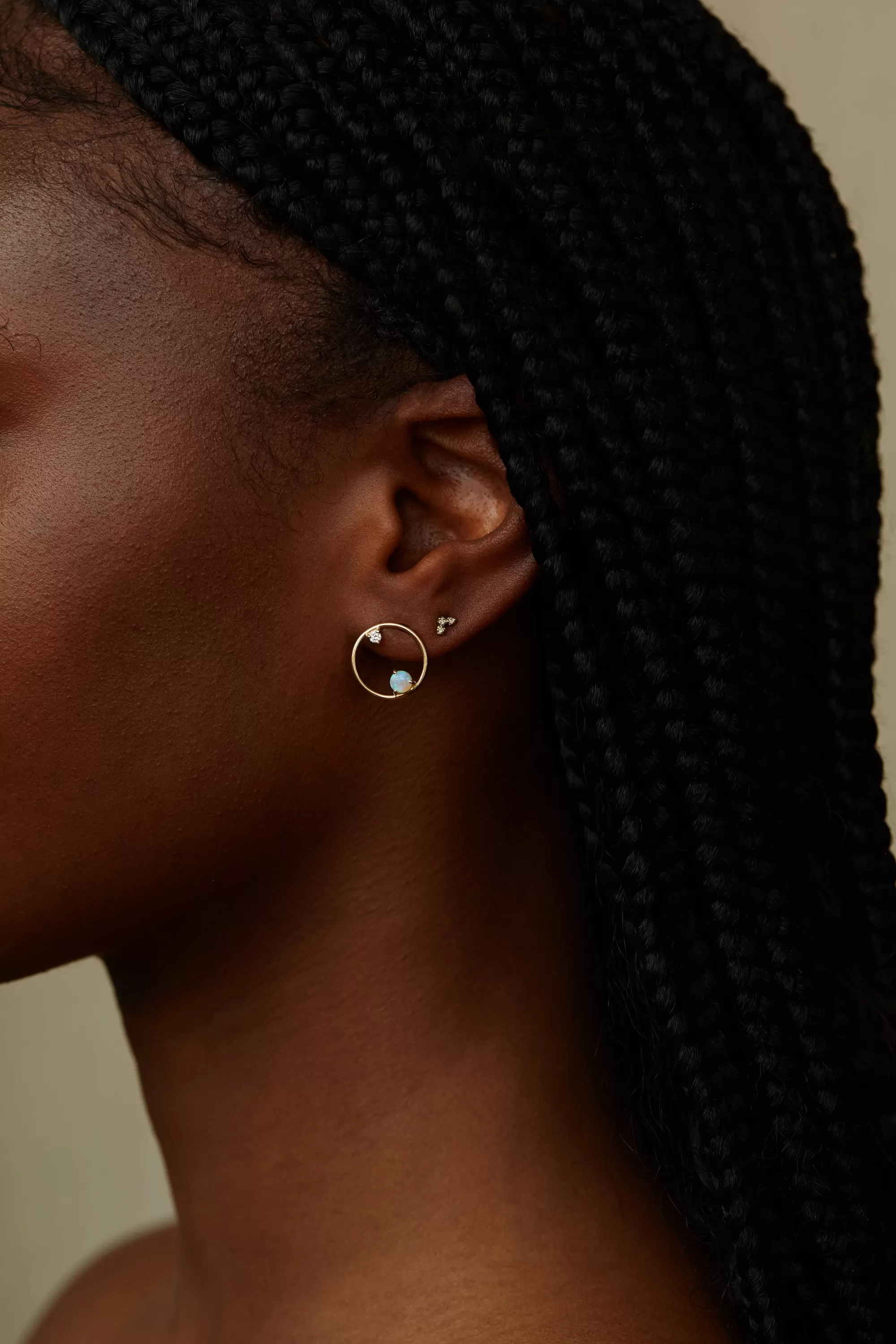 Flash Sale Opal Anddiamond Circle Earring - Single Earrings