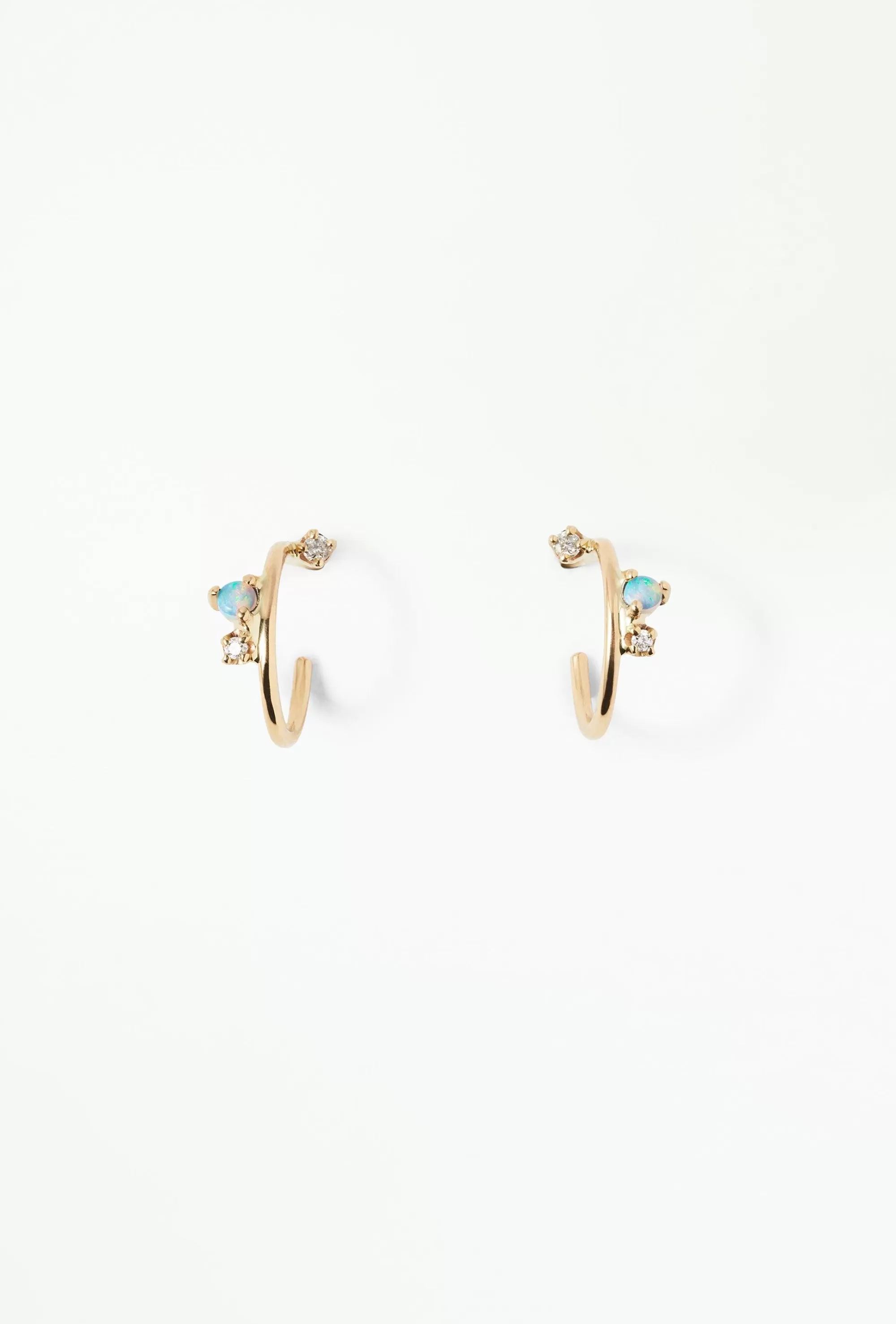 Fashion Organic Opal And Diamond Mini Hoop - Single Earrings
