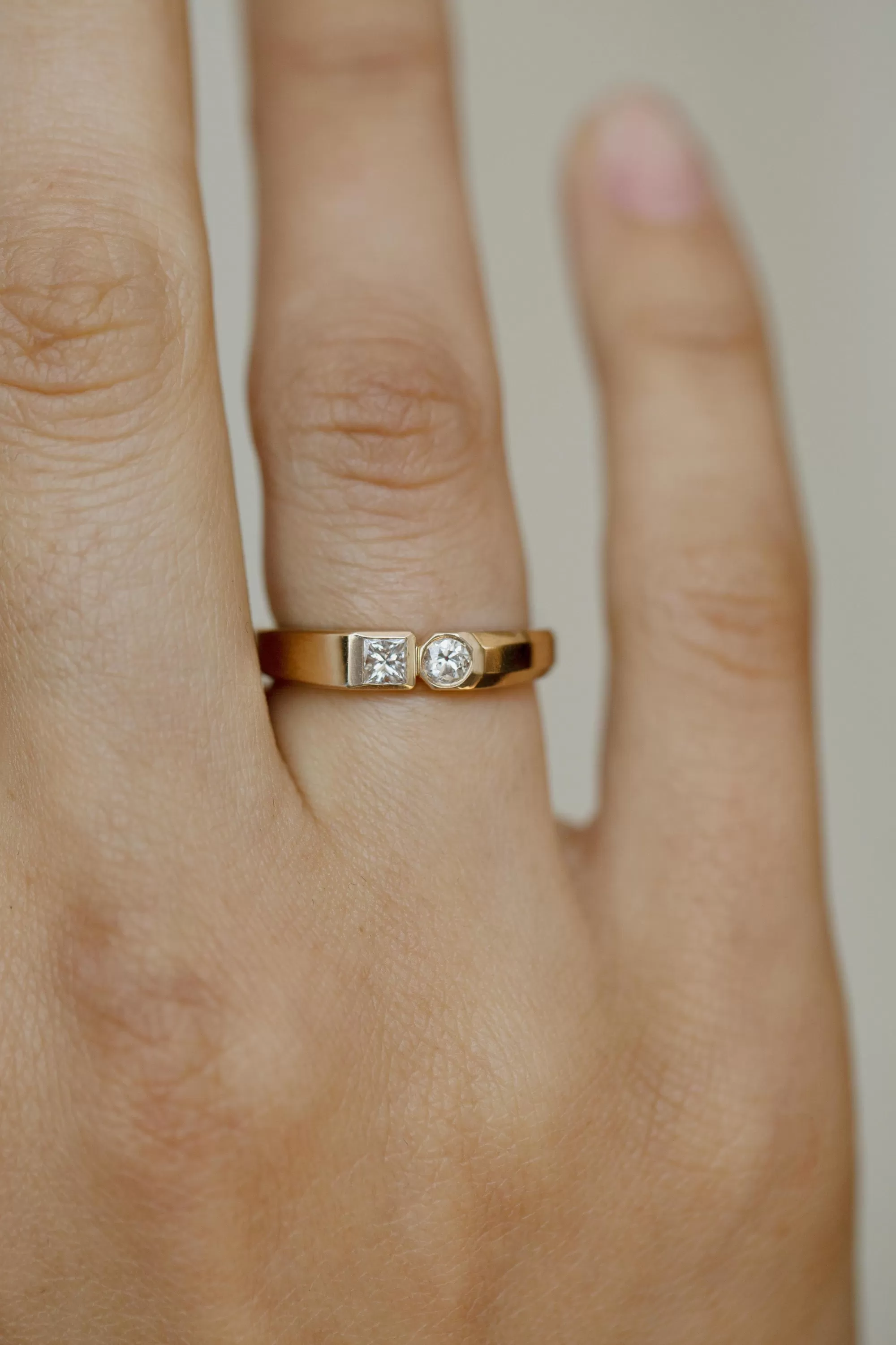 New Princess Cut Diamond Dyad Signet Ring Rings