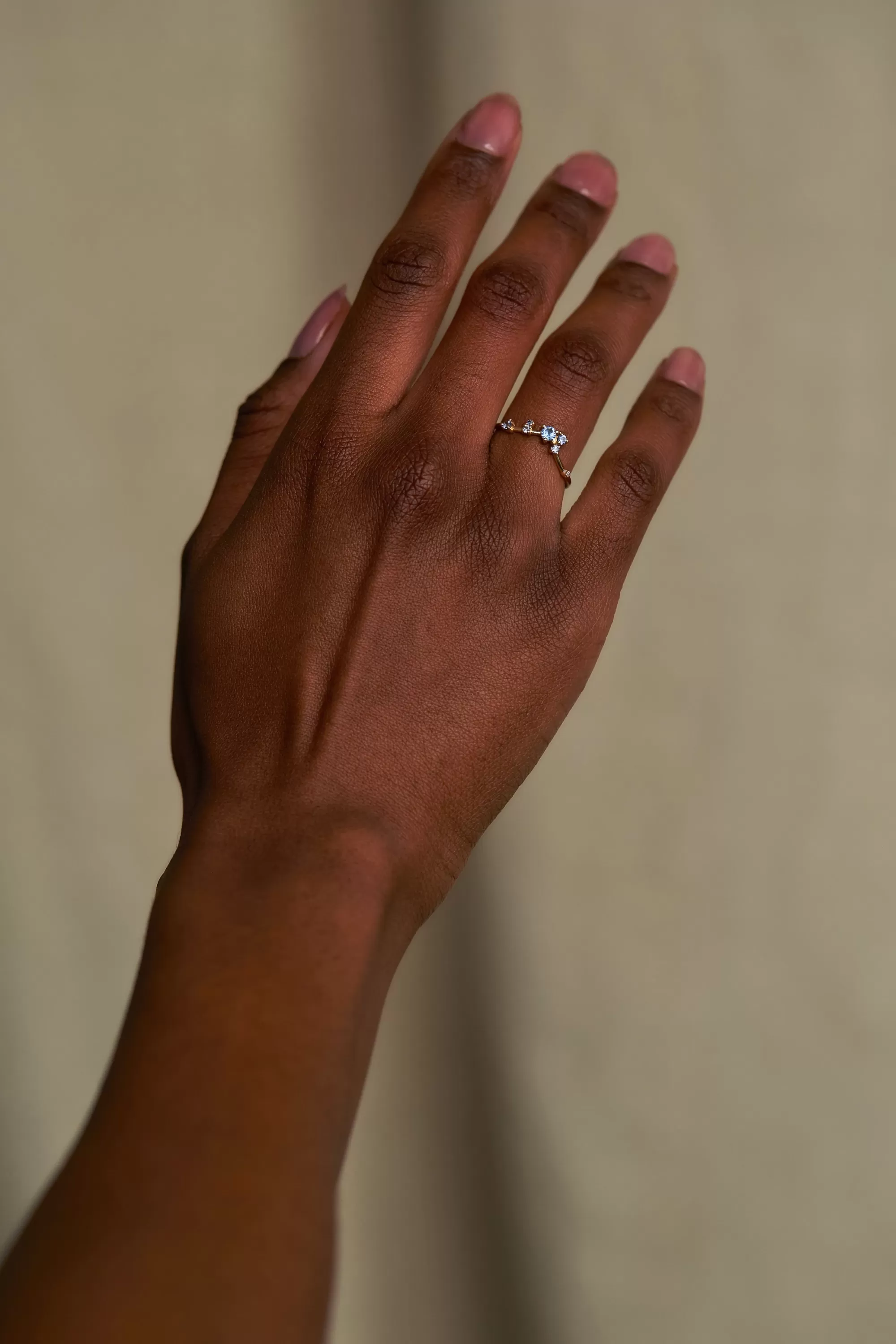 Hot Sapphire Organic Triangle Ring Rings
