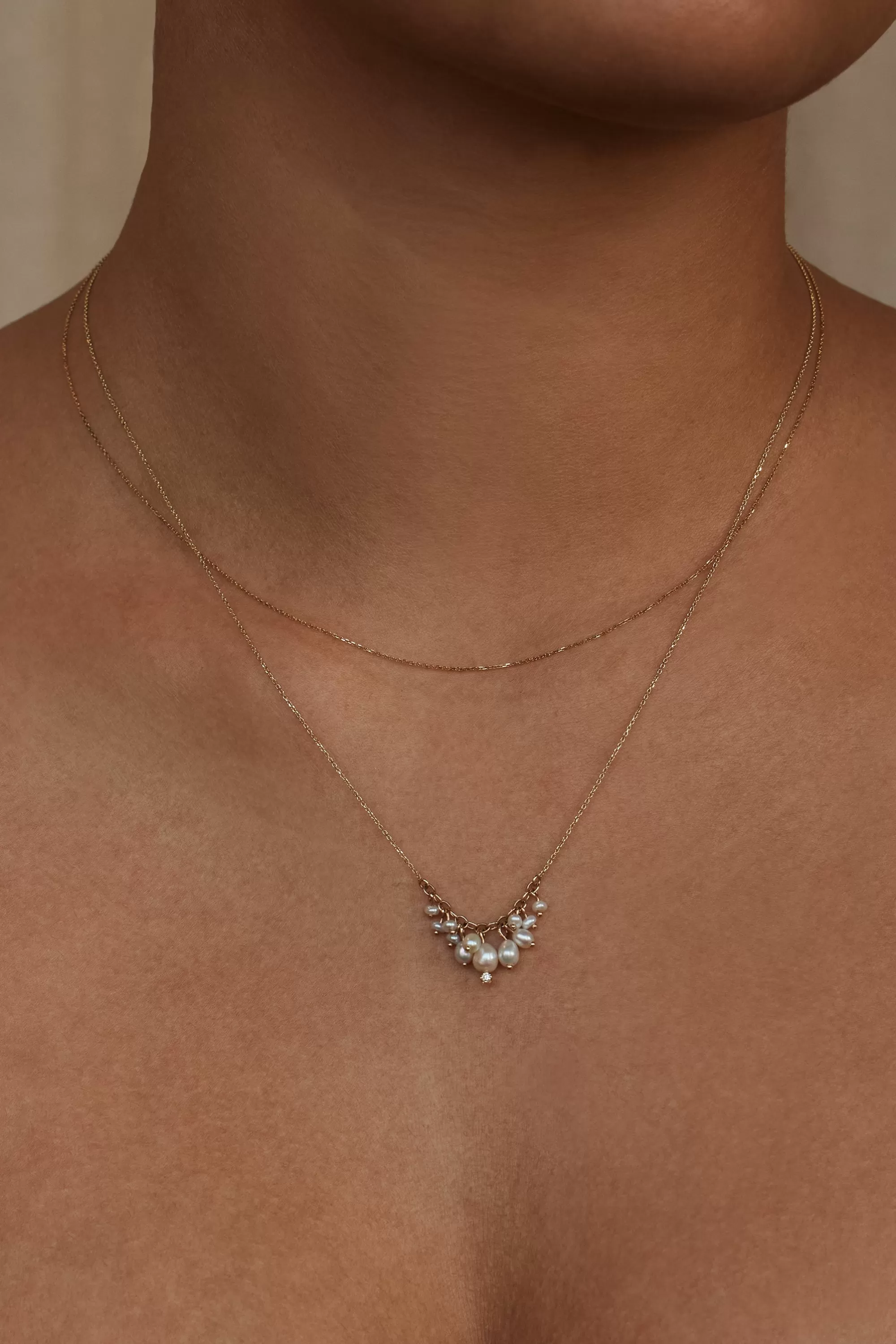 Best Sale Shadow Diamond & Pearl Necklace Necklaces
