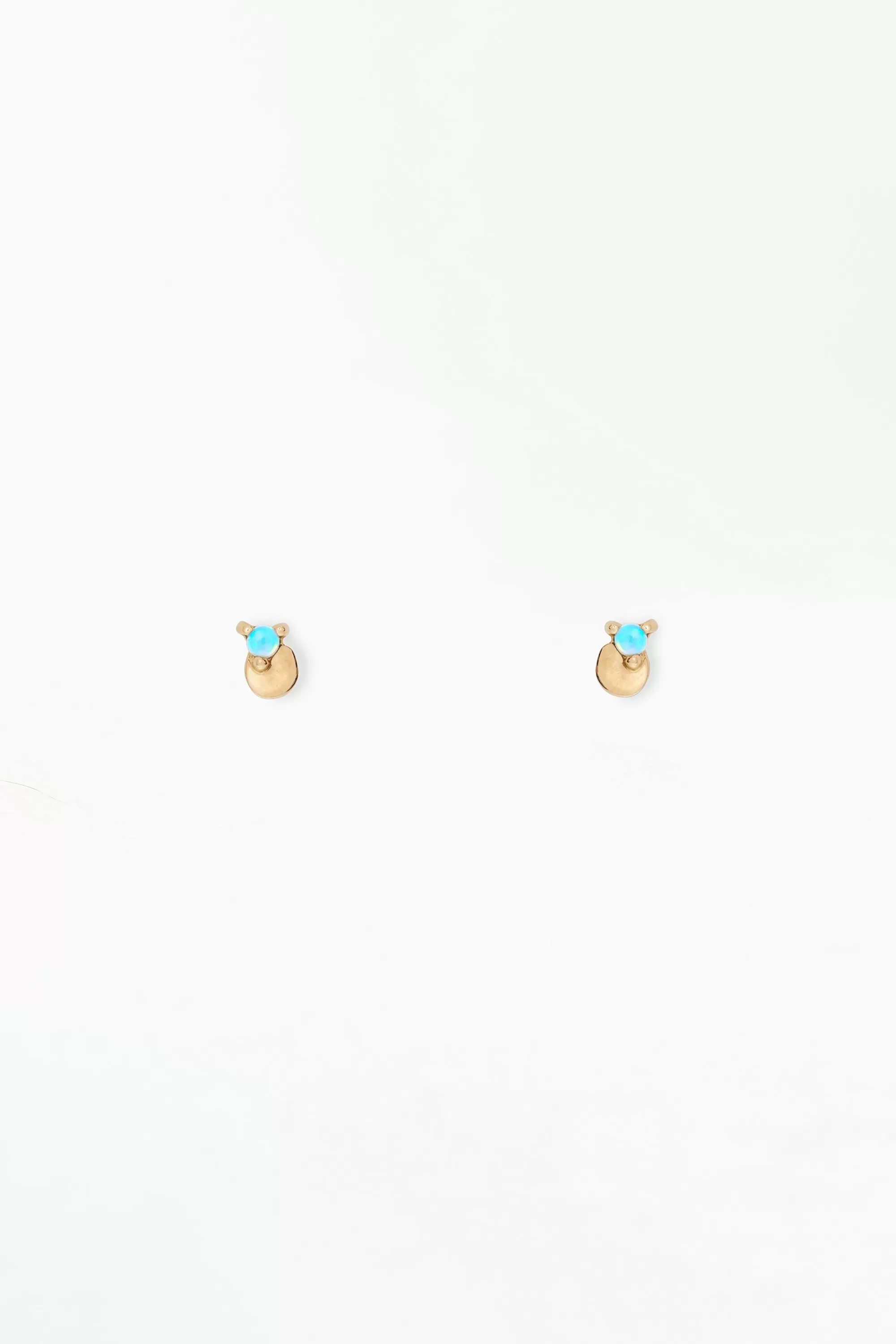 Hot Small Disc Stud With Opal - Single Earrings