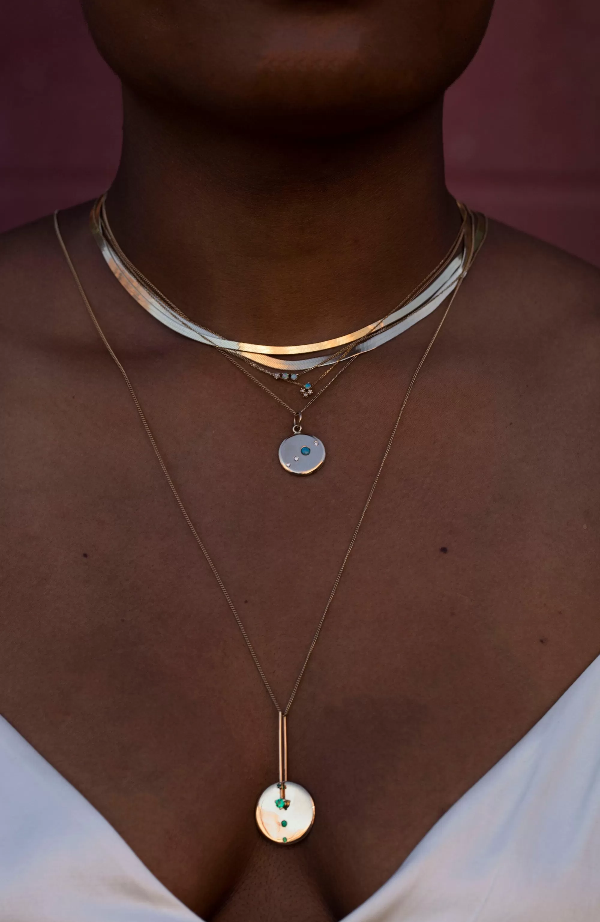 Shop Small Medallion Four Stone Necklace Necklaces
