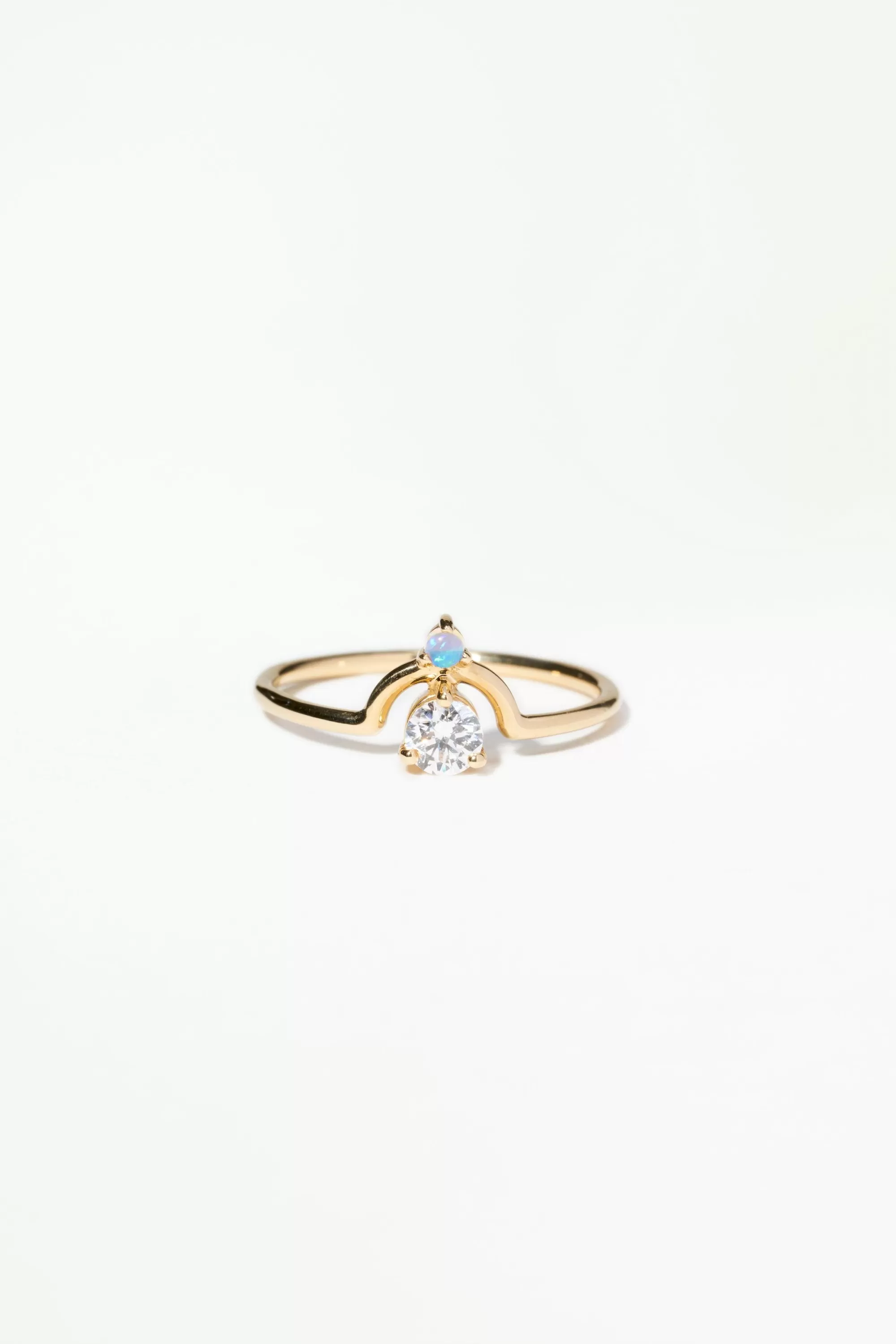 Clearance Small Nestled Diamond And Opal Ring Rings