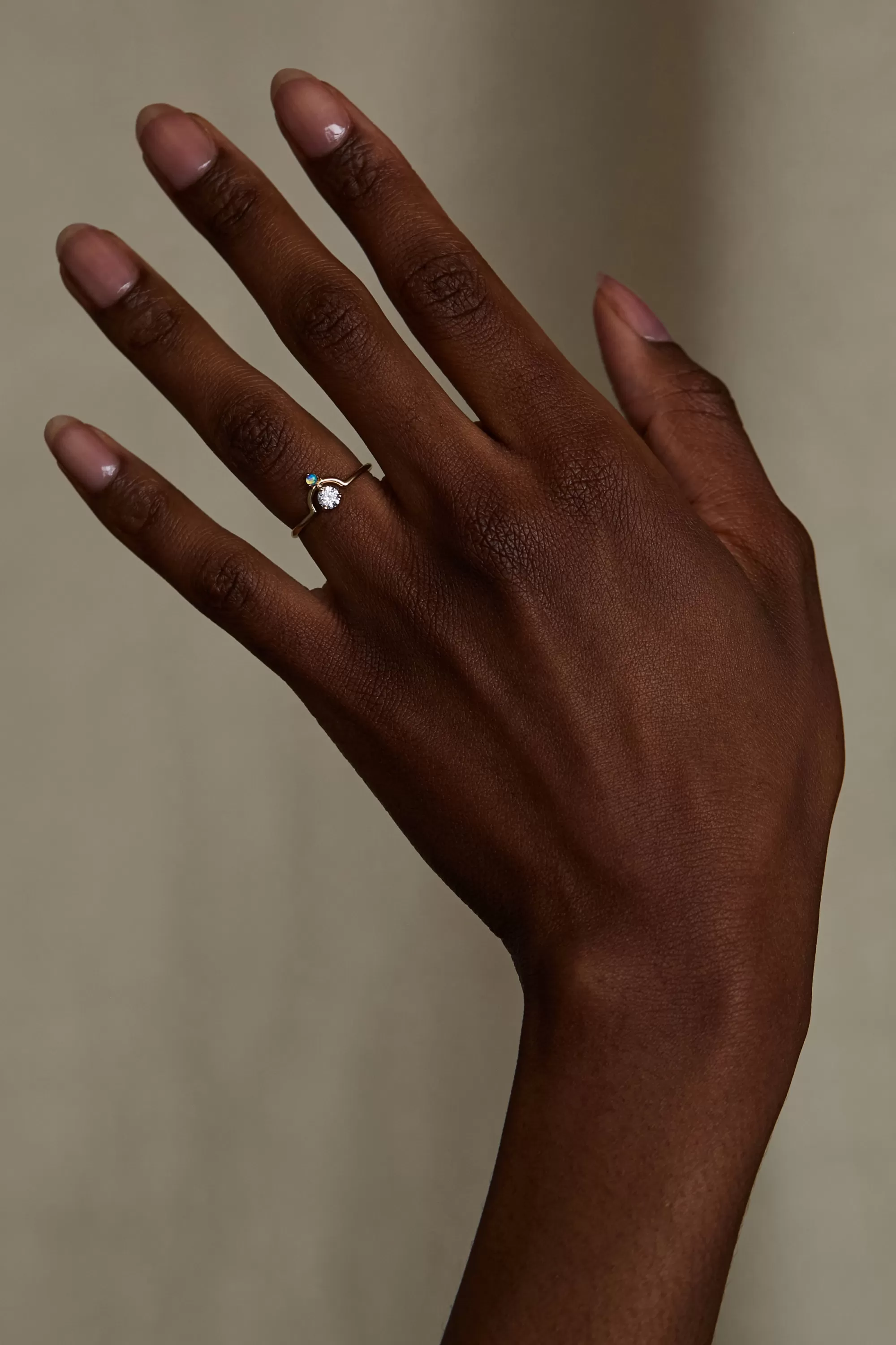 Clearance Small Nestled Diamond And Opal Ring Rings