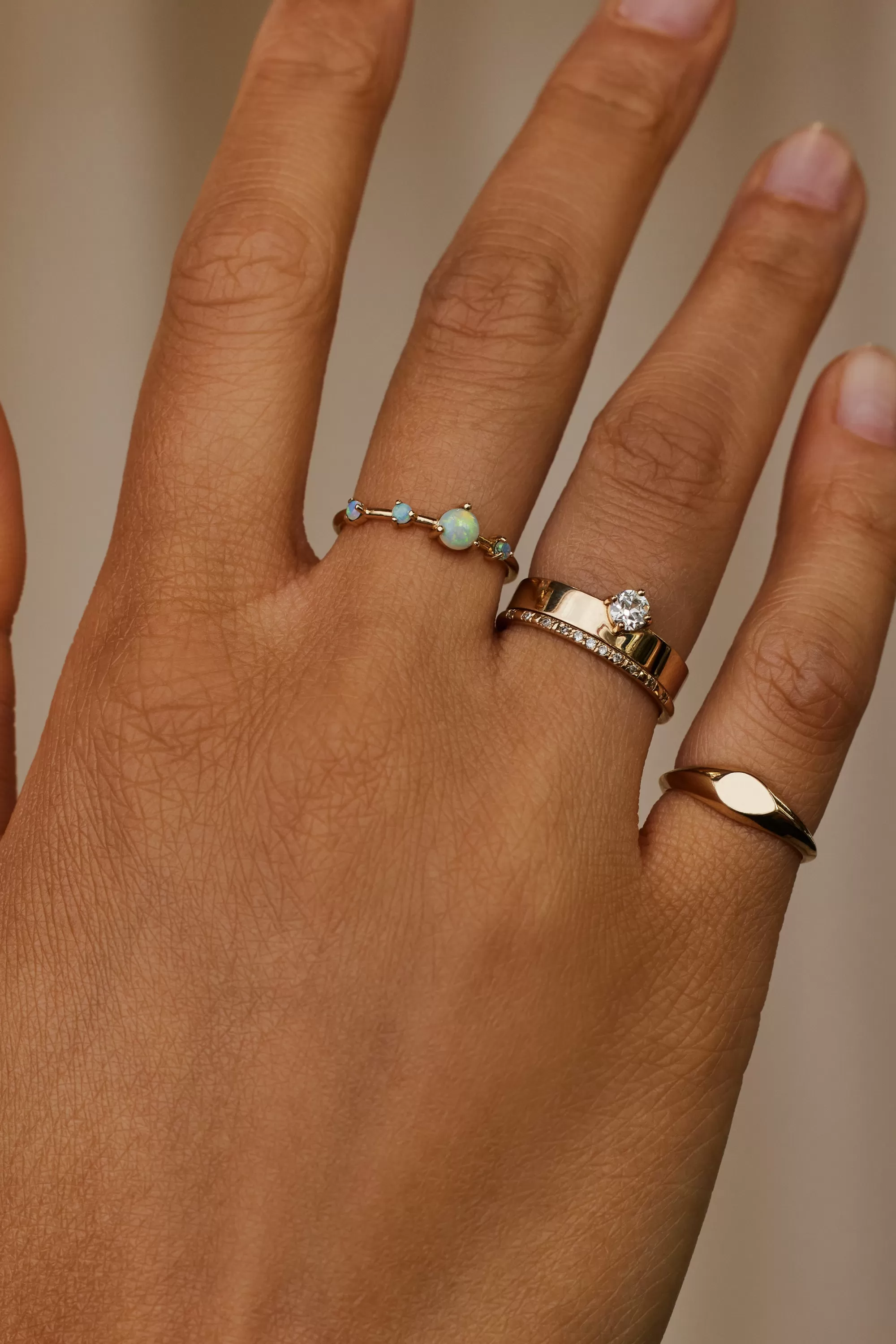 Fashion Small Round Diamond Monolith Ring Rings