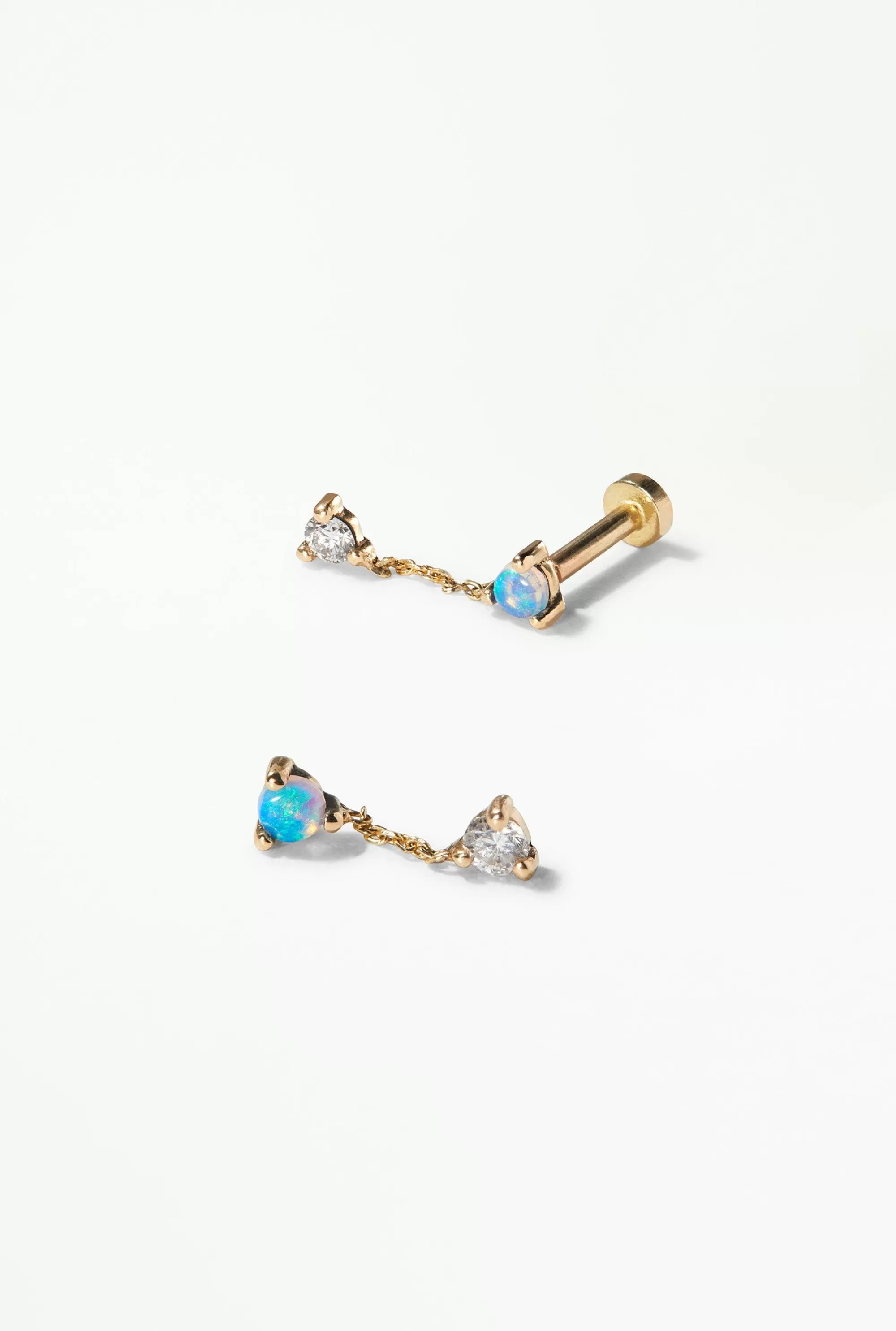 Online Small Two-Step Chain Earring - Flat Back - Single Piercing
