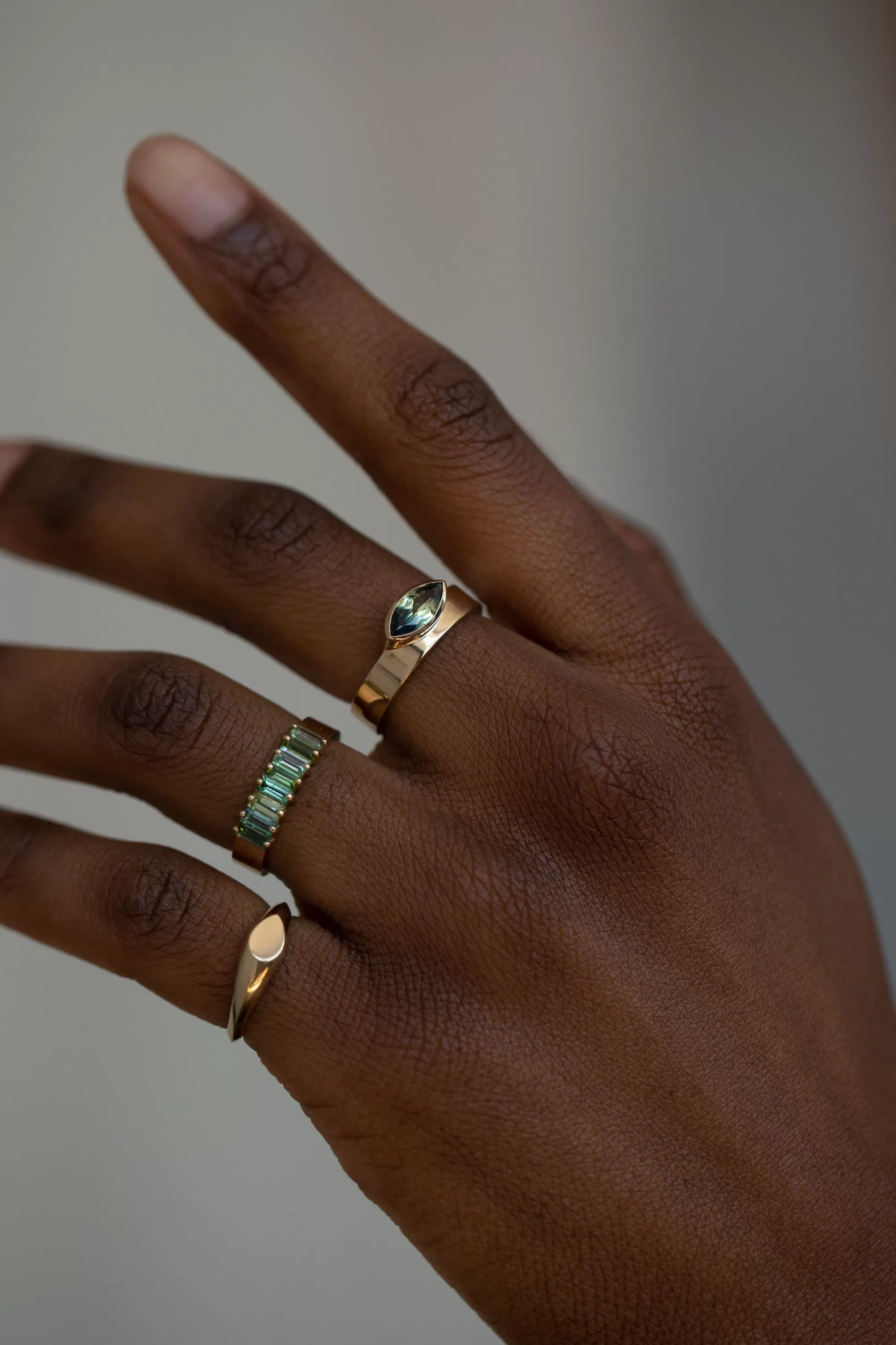 Clearance Tourmaline Baguette Band Rings