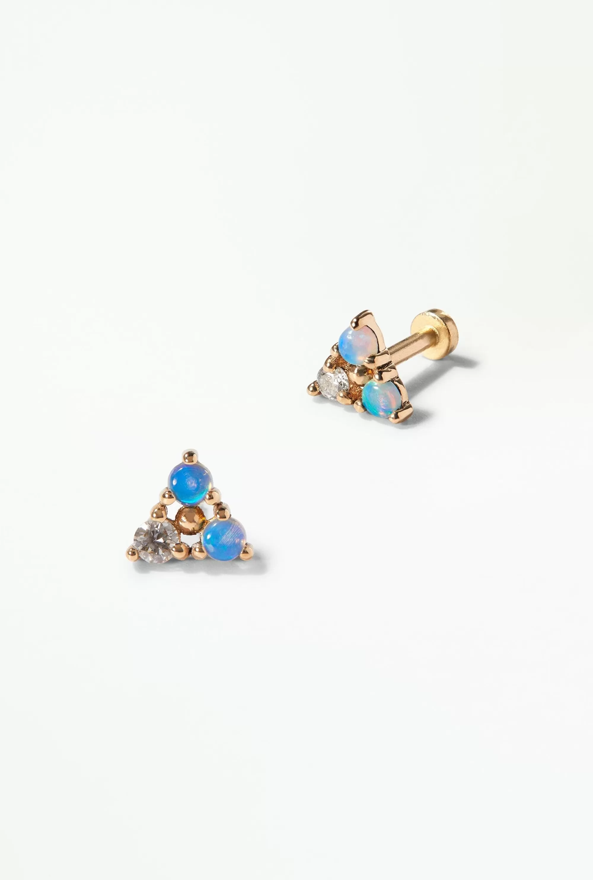 Outlet Tri-Opal And Diamond Earring - Flat Back - Single Piercing