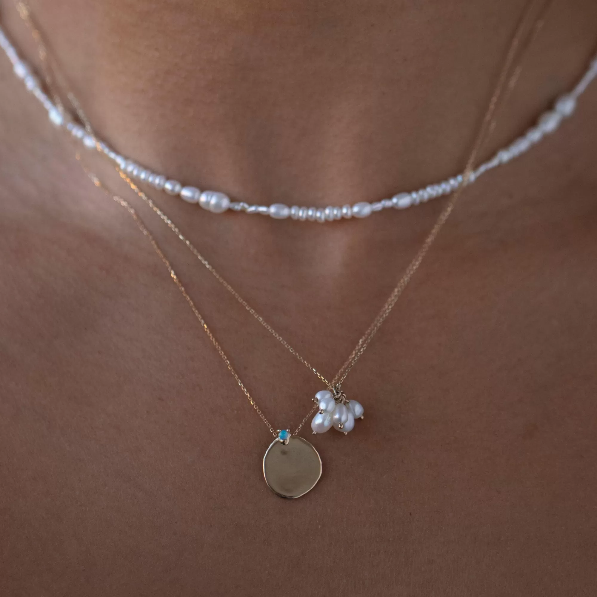 Fashion Xl Disc Necklace With Opal Necklaces